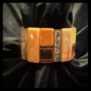 Detailed Designed Silver Tan Cuff Bracelet